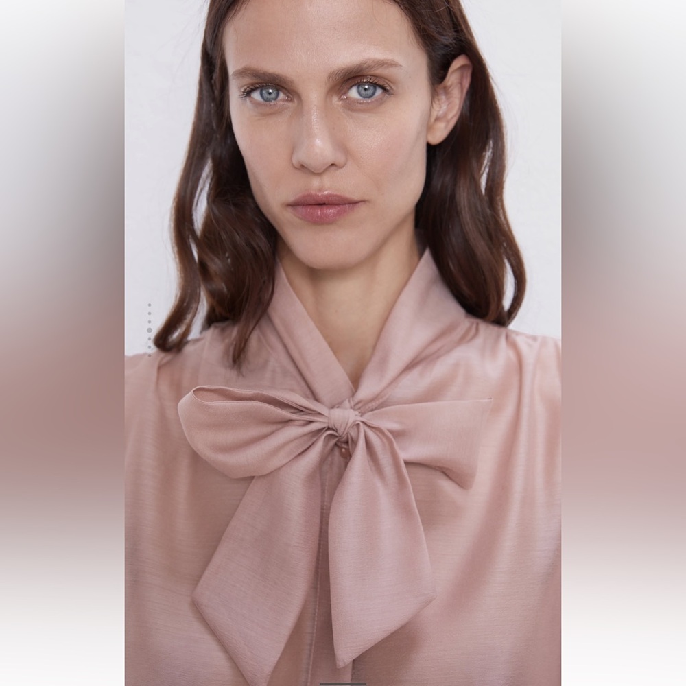 Zara Organza Blouse With Tie - Picture 4 of 10